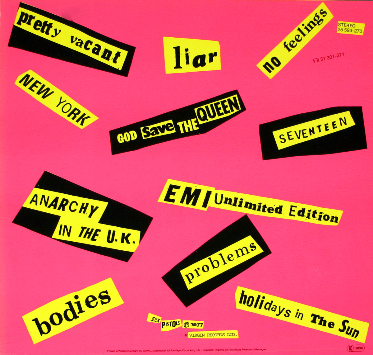 High Resolution Photos of sex pistols never mind yellow cover 